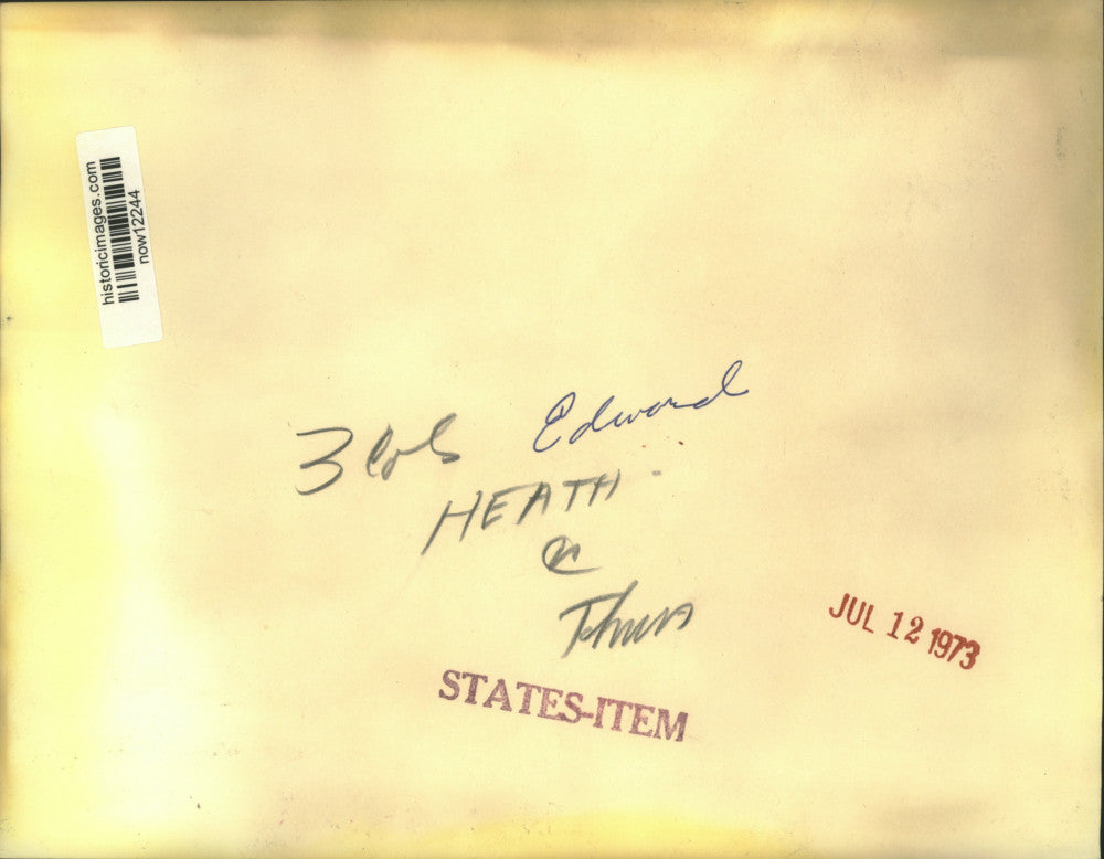 1973 Press Photo Britain's Prime Minister Edward Heath plays an organ.