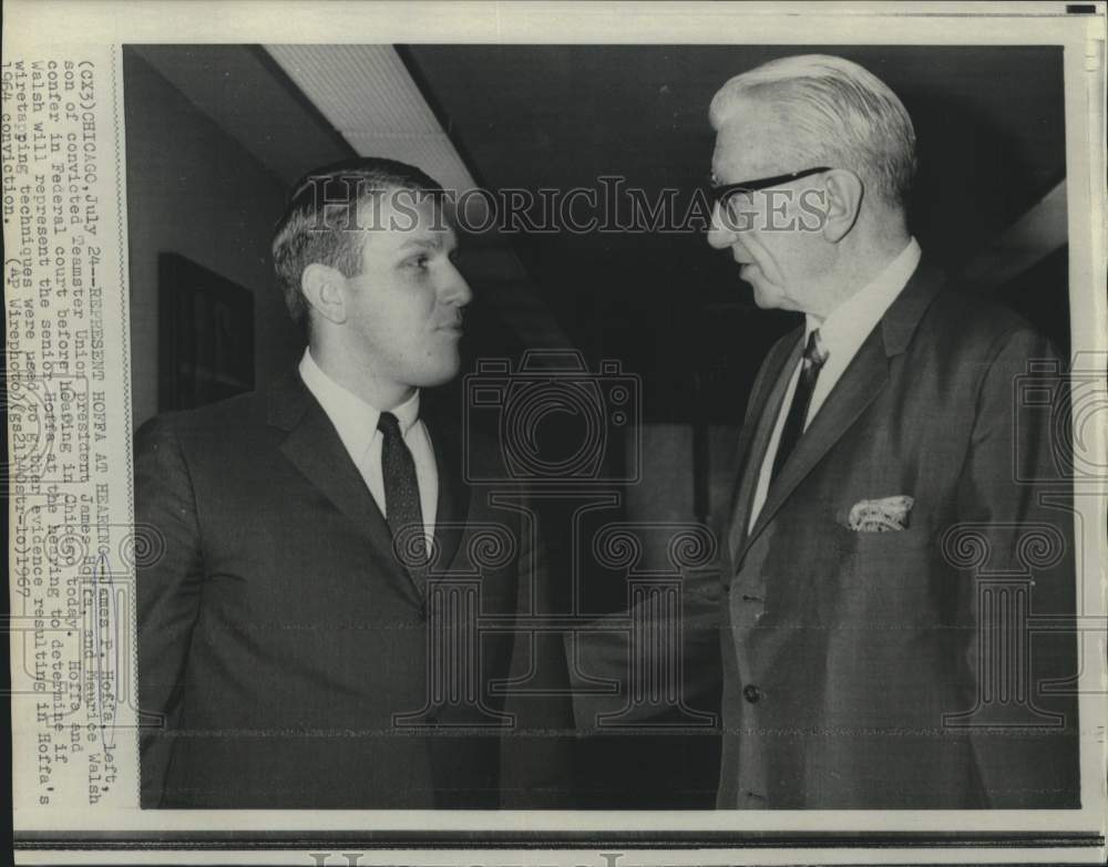 1967 Press Photo James P. Hoffa and Walsh represent Jimmy Hoffa at hearing.