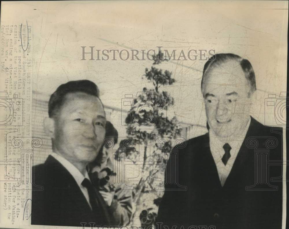 1966 Press Photo Vice President Humphrey and President Chung-Lee meet in Seoul