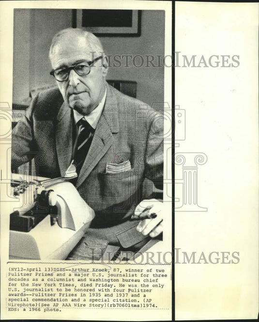 1966 Press Photo Arthur Krock, journalist and New York Times Washington Chief