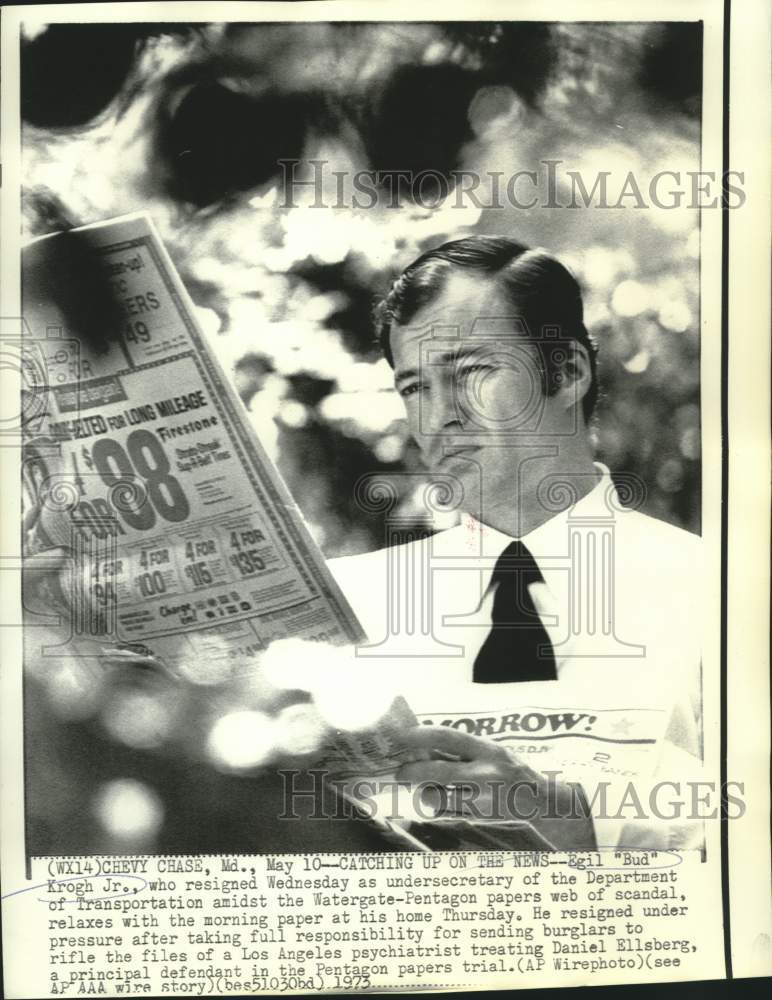 1973 Press Photo Former Undersecretary of Transportation Department Egil Krogh.