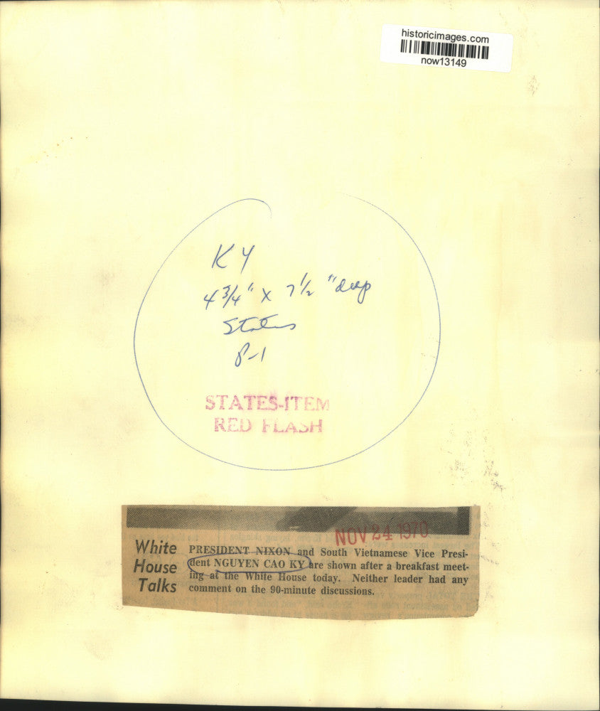 1970 Press Photo President Nixon and South Vietnam's Ky at White House