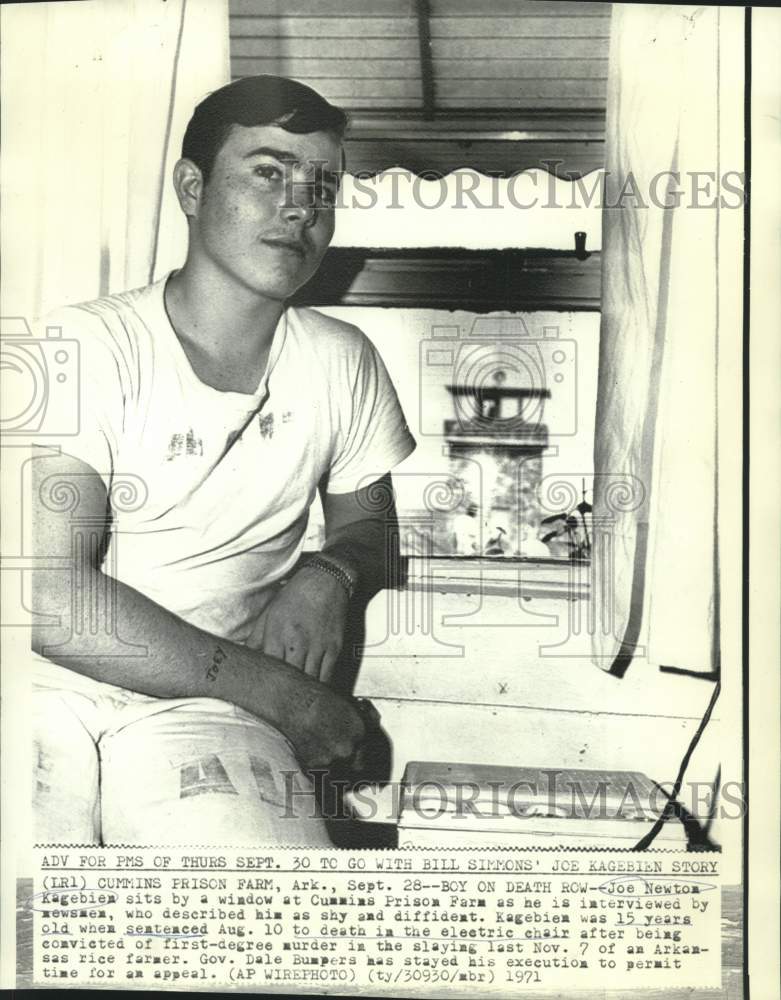 1971 Press Photo Joe Newton Kagebien on Cummins Prison Farm death row
