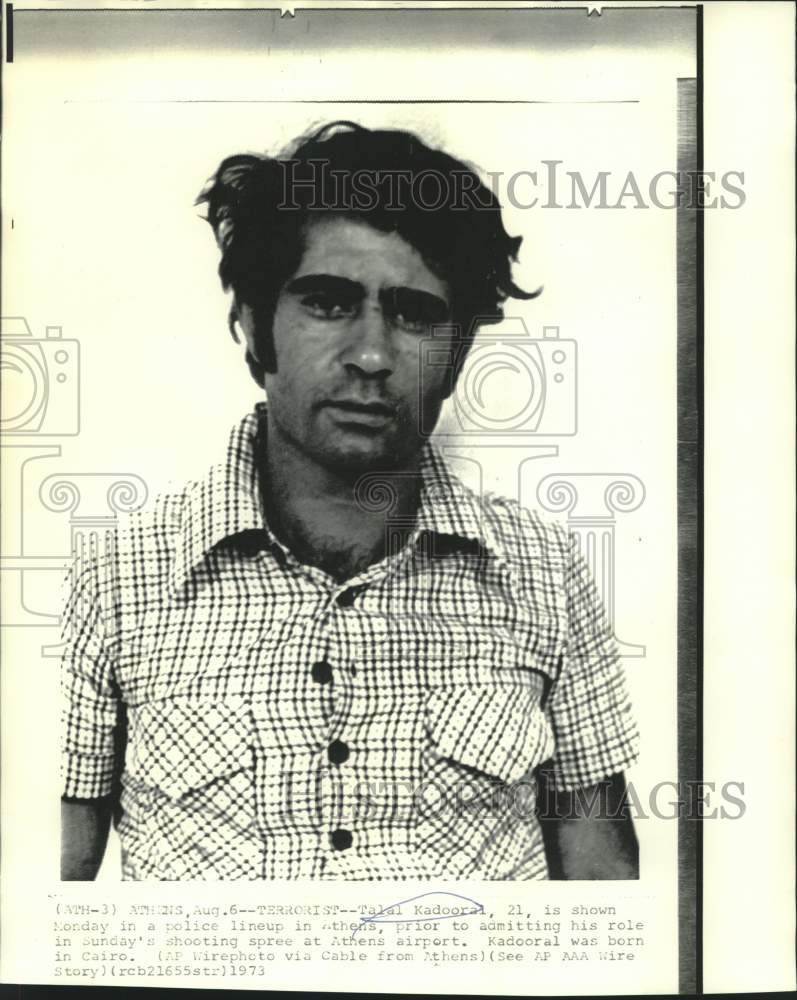 1973 Press Photo Taial Kodooral shown in Athens police lineup. - now13298