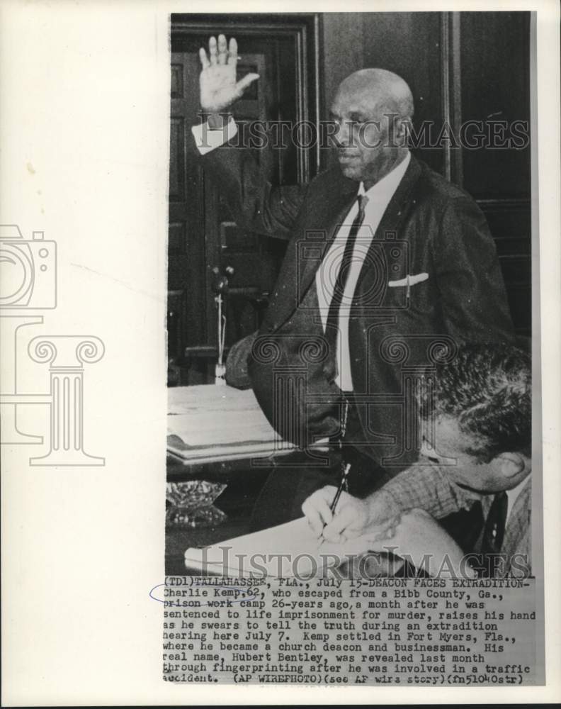 1965 Press Photo Georgia escaped prisoner Charlie Kemp at extradition hearing.