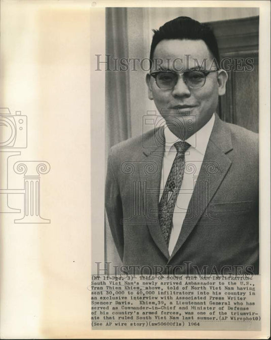 1964 Press Photo South Vietnam's U.S. Ambassador Tran Thien Khiem interviewed