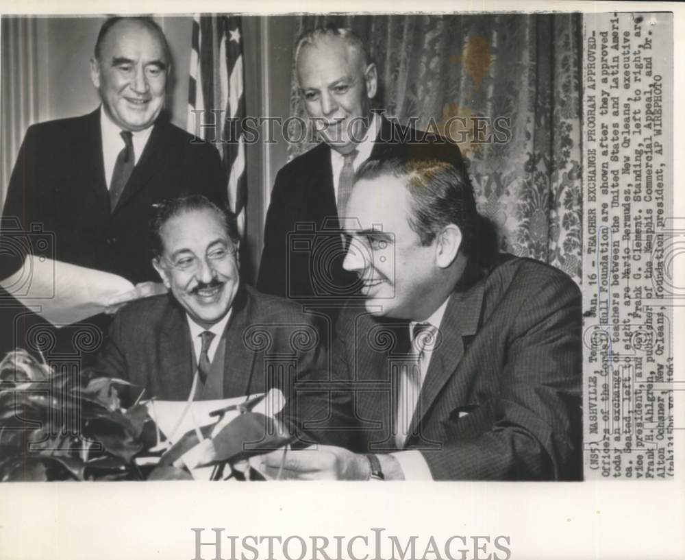 1963 Press Photo Officers of Cordell Hull Foundation approve teacher exchange