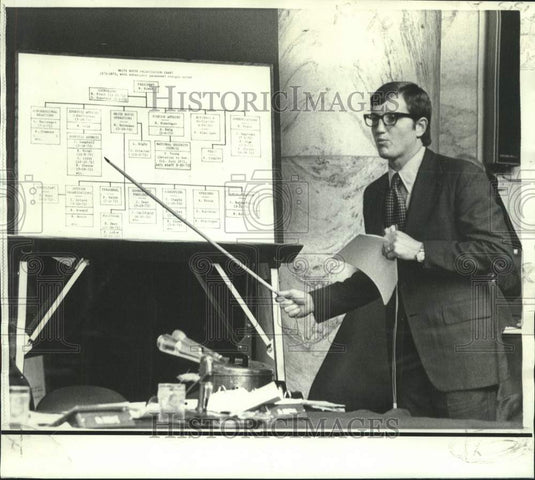 1973 Press Photo Bruce Kehrli followed Odle to stand and points to chart.