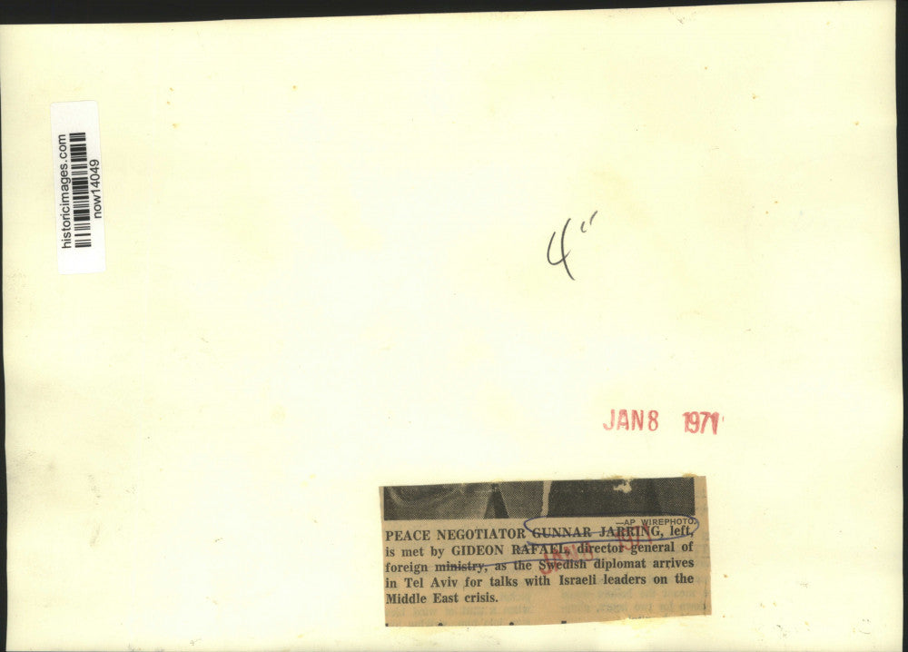 1971 Press Photo Peace negotiator Gunnar Jarring and Gideon Rafael in Tel Aviv