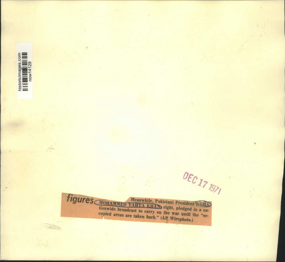 1971 Press Photo Pakistan's President Agha Mohammed Yahya Khan on broadcast