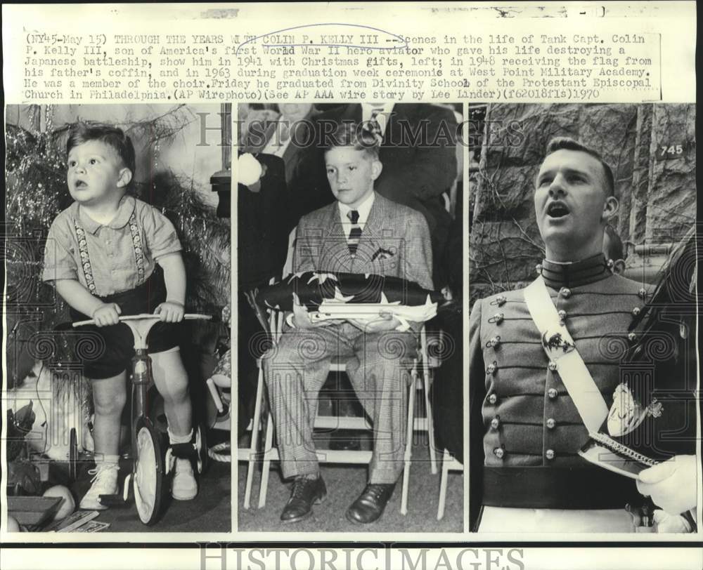 1963 Press Photo Through the years with Colin P. Kelly III, son of WW II hero.