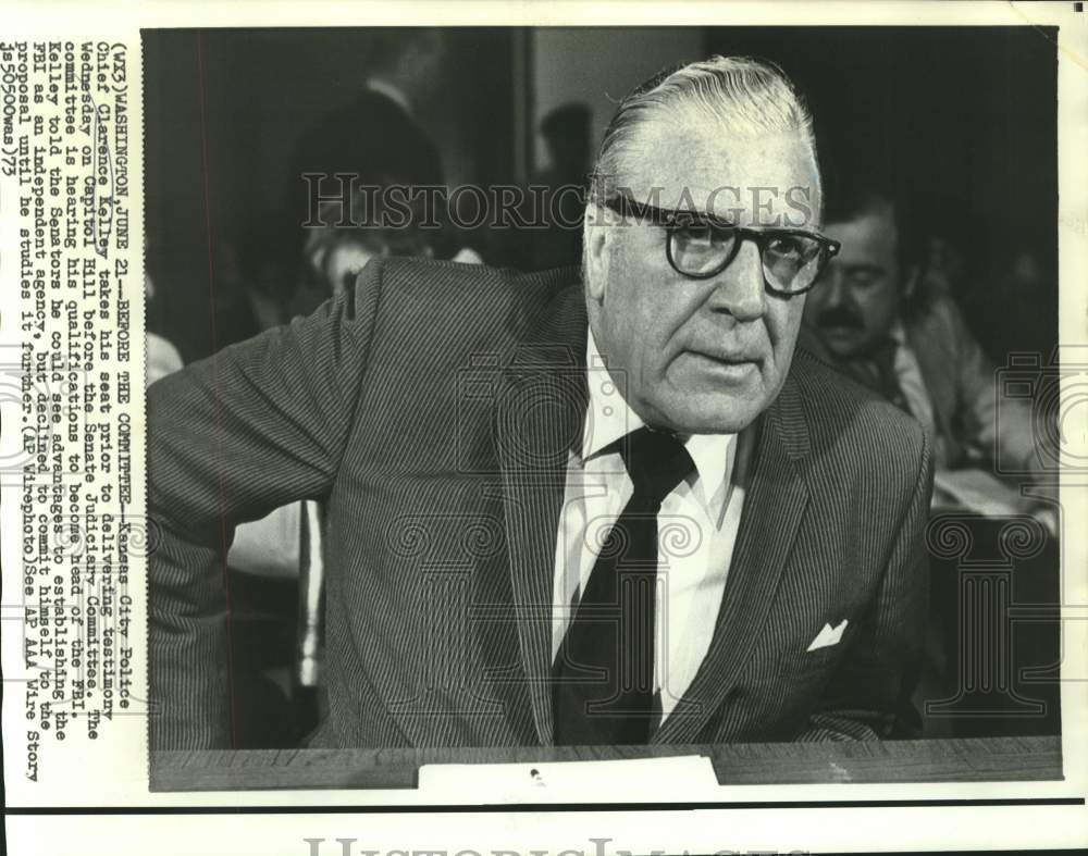 1973 Press Photo Nominated FBI Director Kelley at Senate Judiciary subcommittee