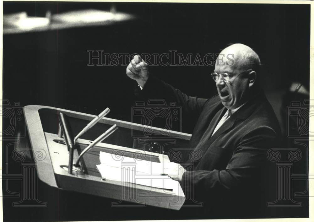 1960 Press Photo Soviet Premier Khrushchev at United Nations General Assembly