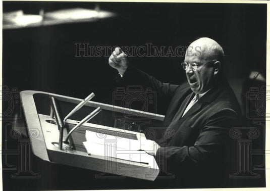 1960 Press Photo Soviet Premier Khrushchev at United Nations General Assembly