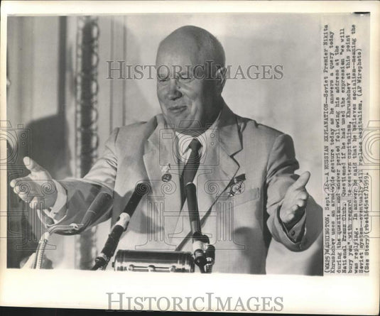 1959 Press Photo Soviet Premier Khrushchev at National Press Club in Washington