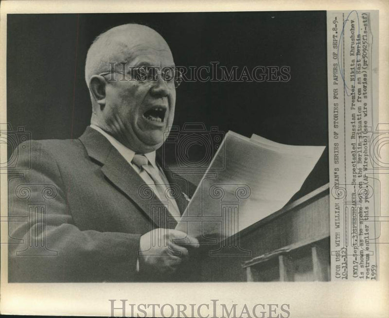 Load image into Gallery viewer, 1959 Press Photo Russian Premier Khrushchev in East Berlin. - now14360
