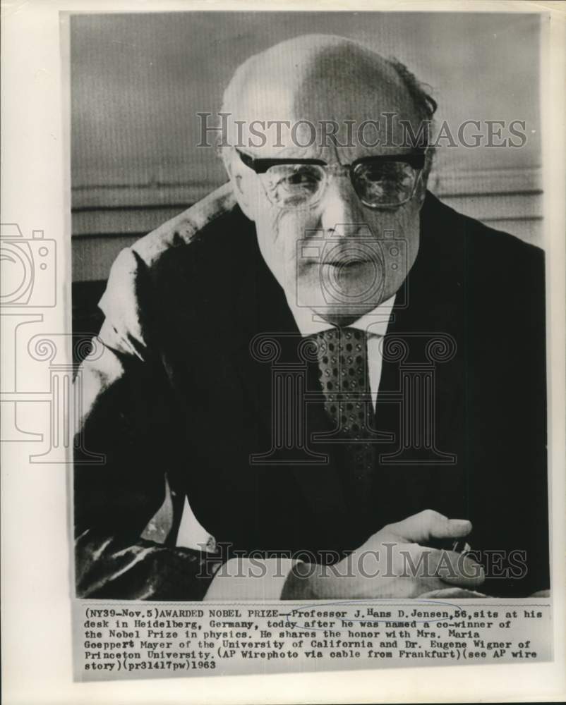 1963 Press Photo Nobel Prize co-winner in Physics J. Hans D. Jensen of Germany