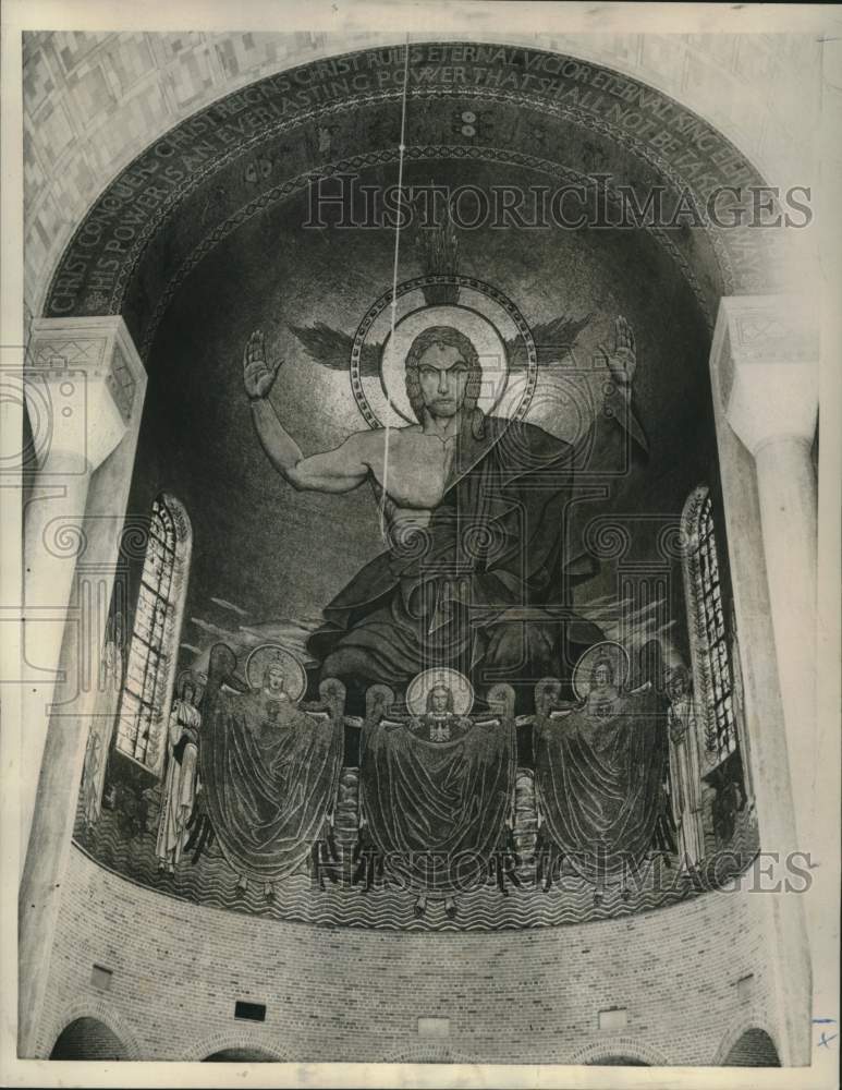 1959 Press Photo Mosaic &quot;Christ in Majesty,&quot; at Shrine of Immaculate Conception.