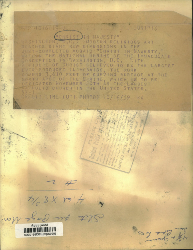 1959 Press Photo Mosaic "Christ in Majesty," at Shrine of Immaculate Conception.