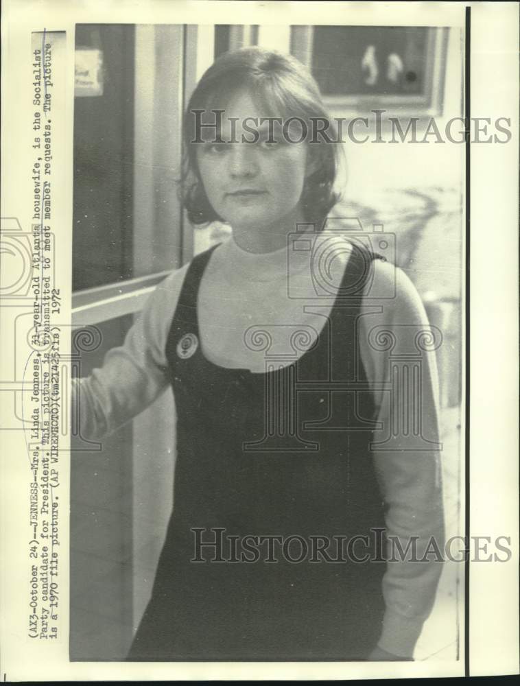1970 Press Photo Socialist Party candidate for President Linda Jenness, Atlanta