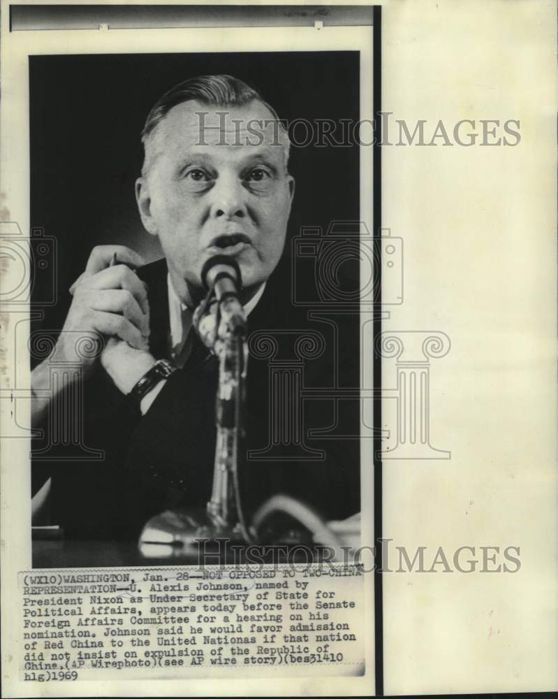 1969 Press Photo U. Alexis Johnson appears at Senate Foreign Affairs Committee