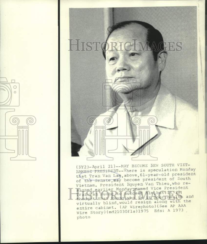 1973 Press Photo Tran Van Lam, South Vietnam Senate President. - now14698