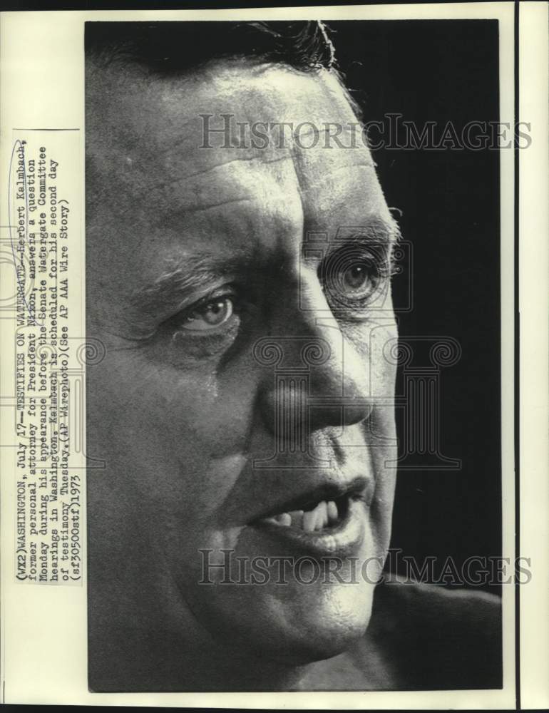 Load image into Gallery viewer, 1973 Press Photo Herbert Kalmbach testifies at Senate Watergate Committee
