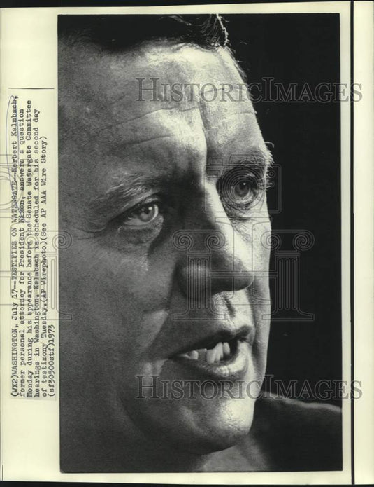 1973 Press Photo Herbert Kalmbach testifies at Senate Watergate Committee