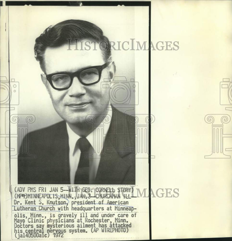 Load image into Gallery viewer, 1972 Press Photo President of American Lutheran Church Dr. Kent S. Knutson.
