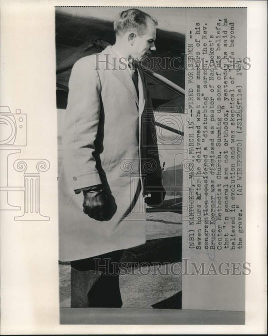 1961 Press Photo Nantucket's Center Methodist Church Reverend Koerner fired