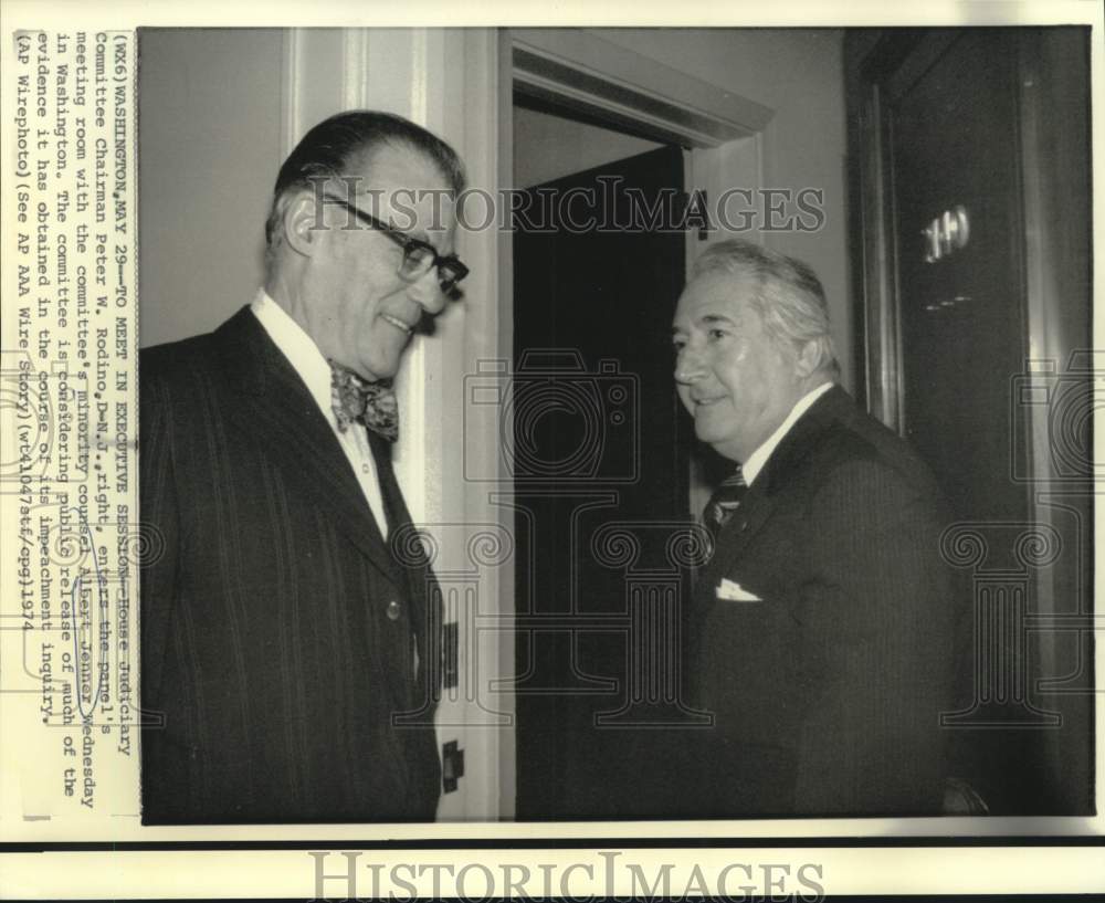 1974 Press Photo Judiciary minority&#39;s Albert Jenner and Rodino in Washington