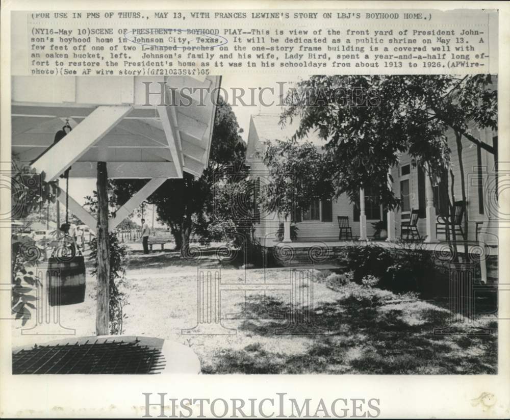 1965 Press Photo Scene of President Johnson's boyhood home in Johnson City, TX