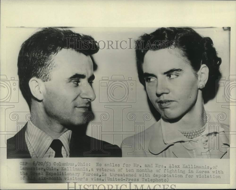 1953 Press Photo Mr. and Mrs. Alex Kallimanis of Columbus, Ohio - now15590