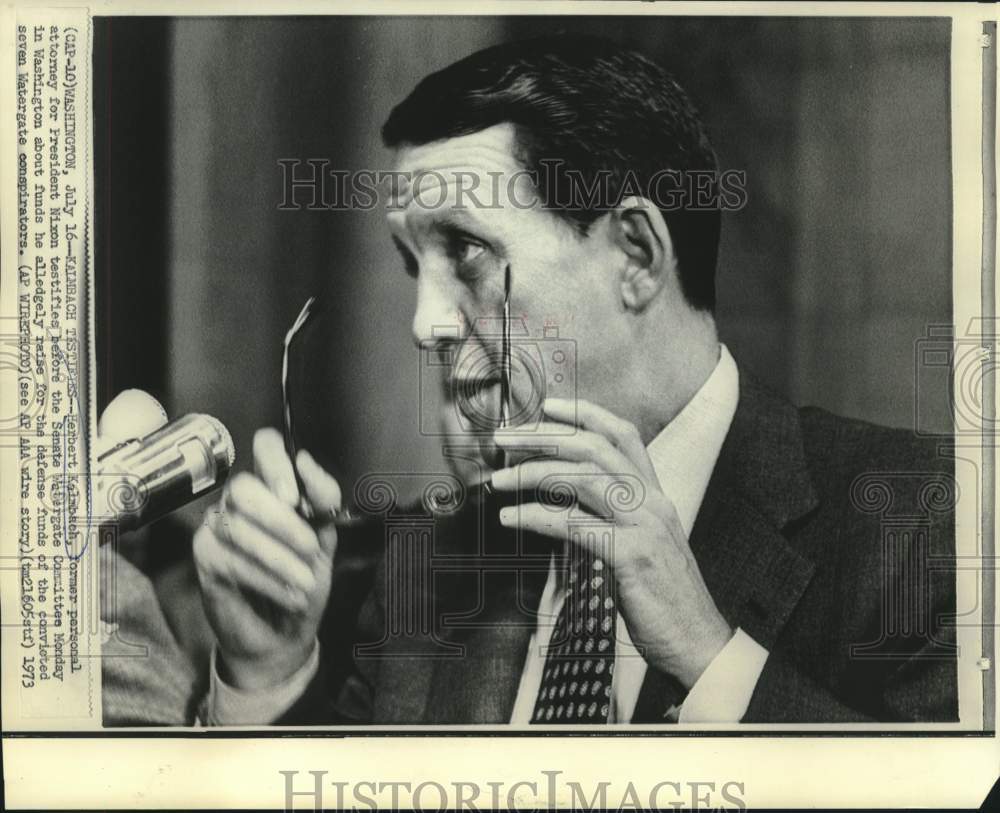 1973 Press Photo President Nixon&#39;s former personal lawyer Kalmbach testifies