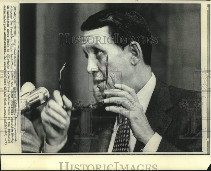 Load image into Gallery viewer, 1973 Press Photo President Nixon's former personal lawyer Kalmbach testifies
