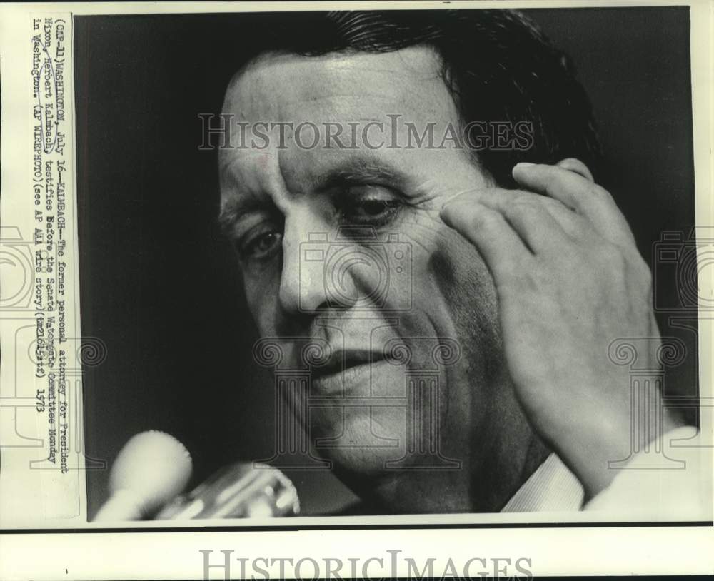 1973 Press Photo Herbert Kalmbach testifies before Senate Watergate Committee