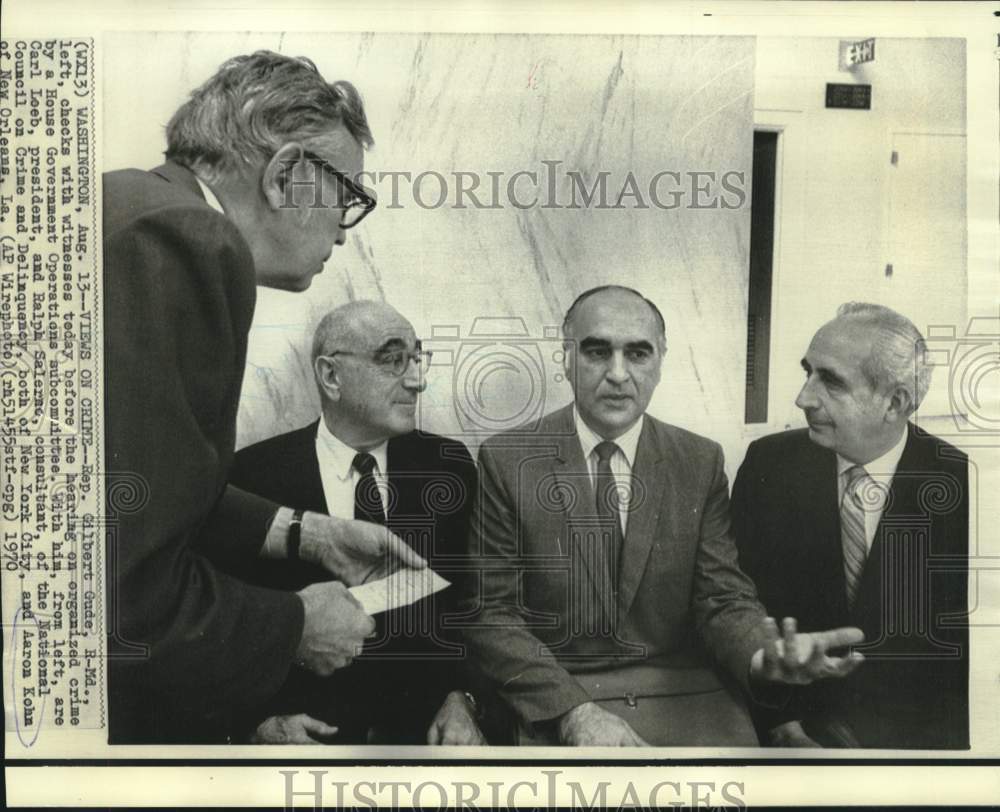 1970 Press Photo Aaron Kohn and other witnesses on organized crime probe