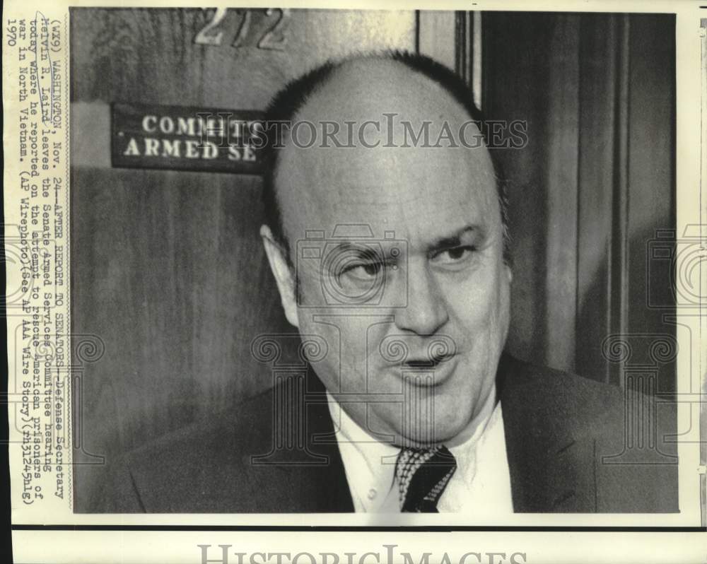 1970 Press Photo Defense Secretary Melvin Laird leaves Senate Armed Services
