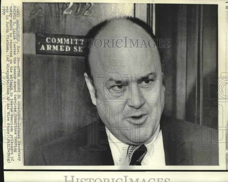 Load image into Gallery viewer, 1970 Press Photo Defense Secretary Melvin Laird leaves Senate Armed Services
