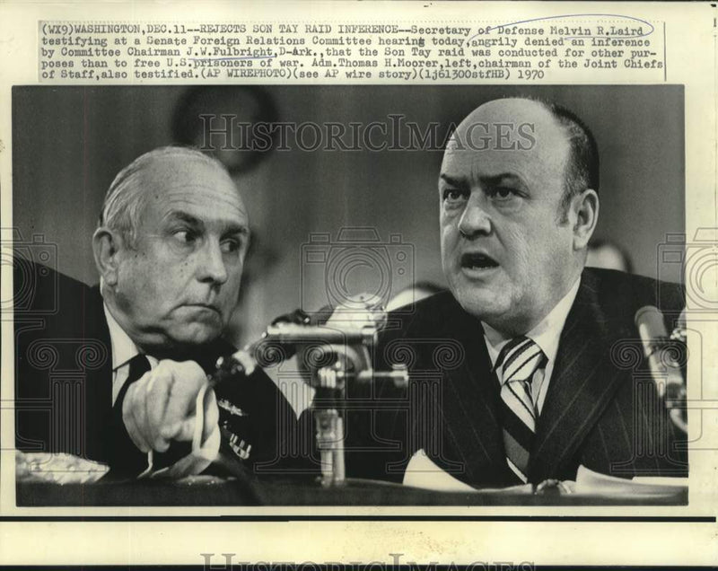 Load image into Gallery viewer, 1970 Press Photo Defense Secretary Laird and Admiral Moorer at Foreign Relations

