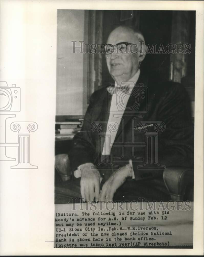 1960 Press Photo Sheldon National Bank President W.R. Iverson - now15889