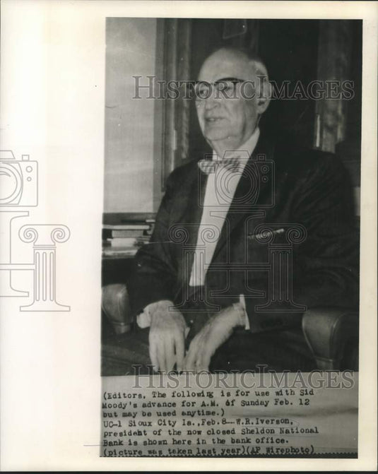 1960 Press Photo Sheldon National Bank President W.R. Iverson - now15889