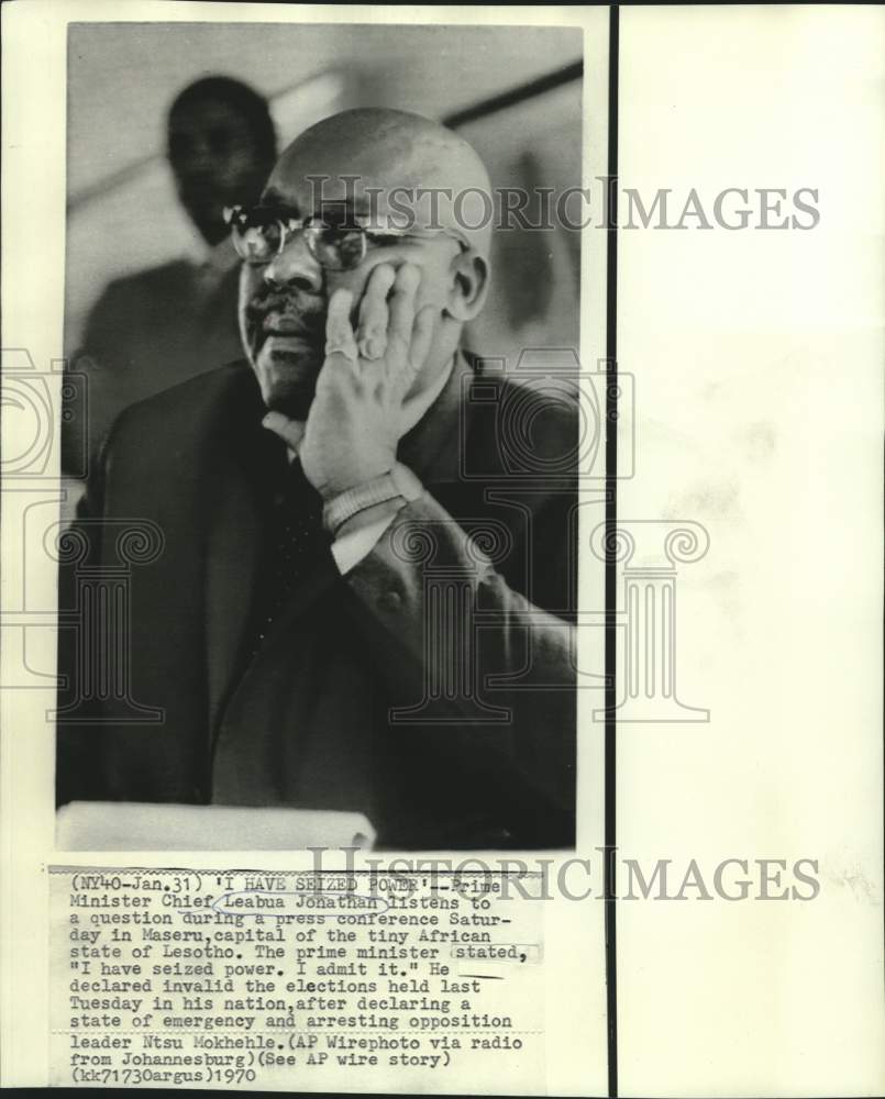 1970 Press Photo Lesotho Prime Minister Chief Leabua Jonathan at news conference