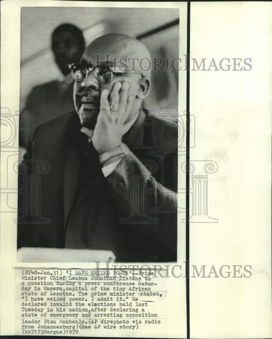 1970 Press Photo Lesotho Prime Minister Chief Leabua Jonathan at news conference