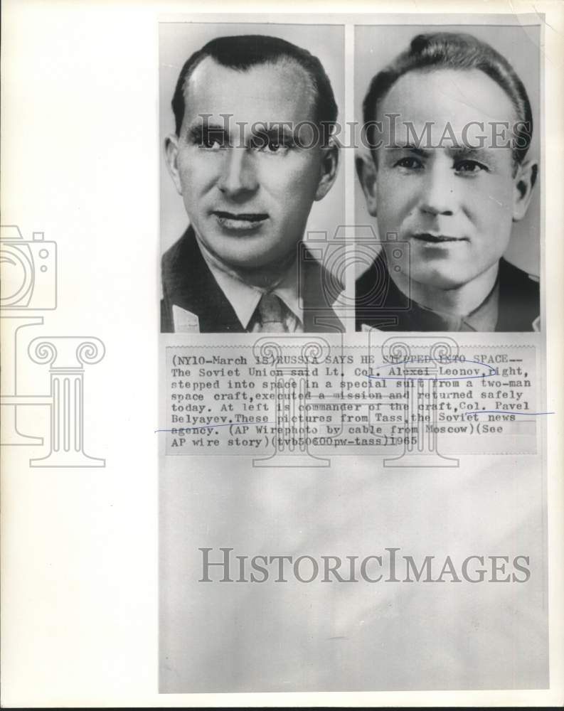 1965 Press Photo Soviet Union's Belyayev and Leonov, who stepped into space