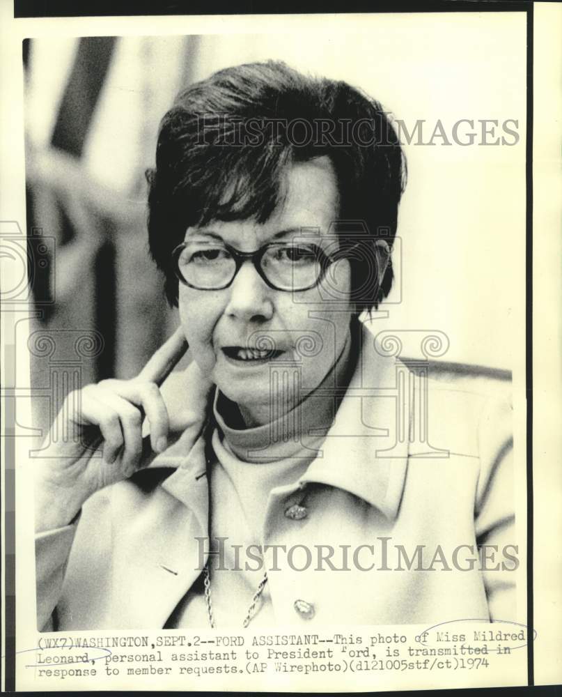 1974 Press Photo President Ford&#39;s personal assistant Mildred Leonard - now16052
