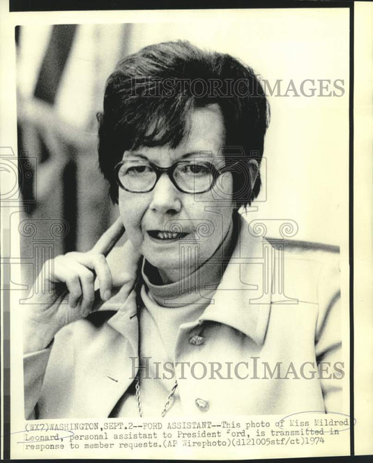 1974 Press Photo President Ford's personal assistant Mildred Leonard - now16052
