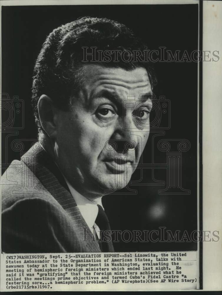 1967 Press Photo US Ambassador to Organization of American States, Sol Linowitz.