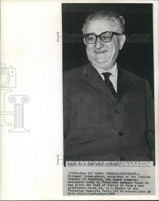 1963 Press Photo Giovanni Leone named Premier-designate of Italy. - now16114