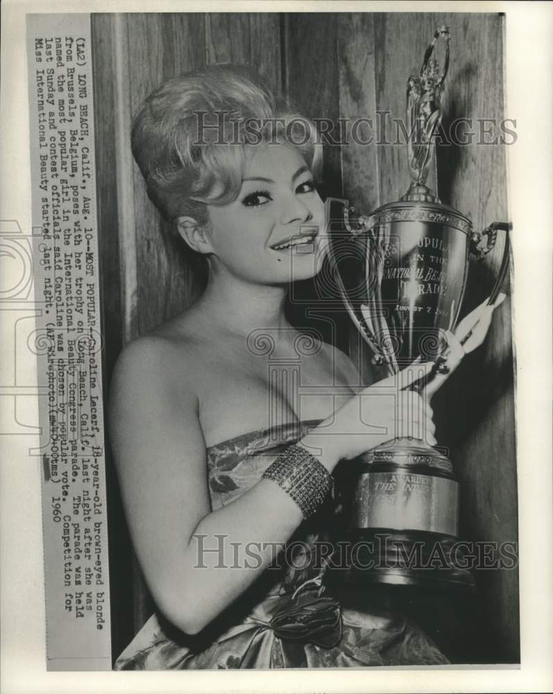 1960 Press Photo International Beauty&#39;s most popular girl, Caroline Lecerf.